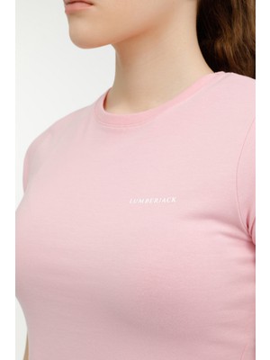 Lumberjack W-CT129 Basıc C Neck T-Sh Pembe Kadın Kısa Kol T-Shirt