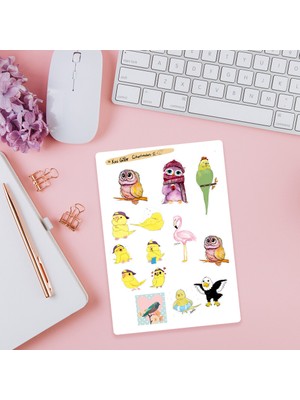 Fatofotofan Kuş Giller Sticker Set,vintage,minimalist