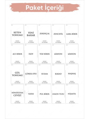 Msticker Baharatlık ve Kavanoz Etiketi - 40 Parça Sudan Etkilenmeyen Etiket Sticker