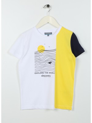 Baskılı Beyaz Erkek Çocuk T-Shirt OCEAN BOY