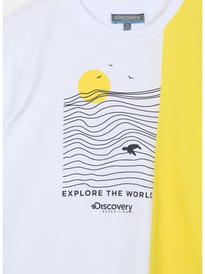 Baskılı Beyaz Erkek Çocuk T-Shirt OCEAN BOY