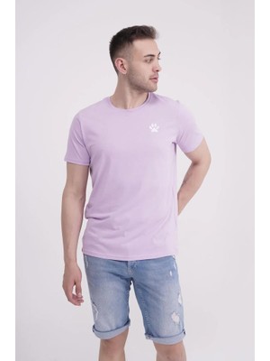 The Socks Company 23SCTS232U Pati Nakışlı Bisiklet Yaka Lila Tshirt