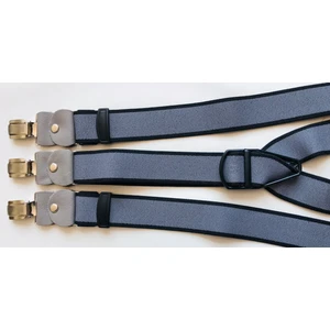 Kemer Sepeti Gri Renkli Kenarları Ince Siyah Çizgili Gri Derili Pantolon Askısı 3 Klipsli