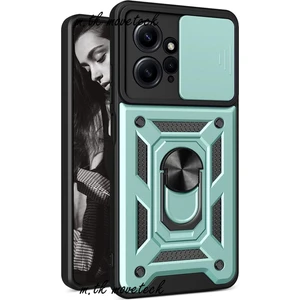 M.TK Moveteck Xiaomi Redmi Note 12 4g Kılıf Kamera Korumalı Sürgülü Yüzüklü Armor Military Tank Kapak Sürgülü Pars