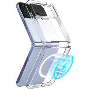 M.TK Moveteck Samsung Galaxy Z Flip 4 Uyumlu Kılıf Magsafe Wireless Şarj Destekli Şeffaf Kapak Magnetic Crystal Darbe Emici Case