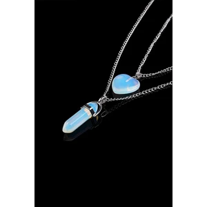 Naturalim Opalit Doğal Taş Kalpli - Çivili Çift Sevgili Kolyeleri