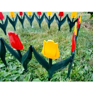 340CM Sarı Kırmızı Renklerde Lale Çiçekli Bahçe Çiti Kaliteli Plastikten 80X30CM Eklenebilir 4 Panel