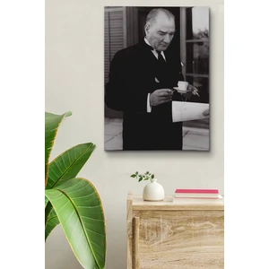 Atatürk Portre Tablosu Mustafa Kemal Atatürk Dikdörtgen Dekoratif Kanvas Tablo