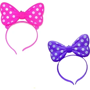 Kuzey Oyuncak Mor Minnie Mouse Işıklı Taç Pembe Minnie Mouse Işıklı Taç  2 Adet Headband LED Light Parti Işığı