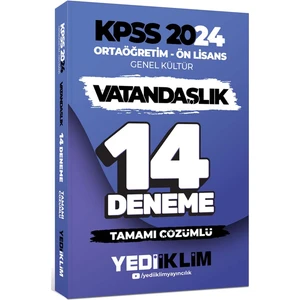 Yediiklim Yayınları 2024 KPSS Ortaöğretim Ön Lisans Genel Kültür Vatandaşlık Tamamı Çözümlü 14 Deneme