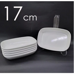 Beyaz Melamin Kayık Tabak Orta Boy 17 x 12 cm 6 Adet