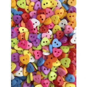 Ozan Tuhafiye Plastik Renkli Kalp Düğme 50 Adet 12 mm