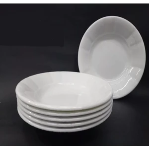 Beyaz Oluklu Melamin Çukur Yemek Tabağı 18 x 3 cm 6 Adet