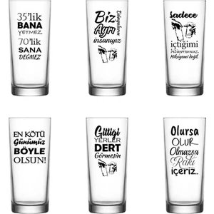 Black Bonds Blackbonds 6 Lı 35LIK Karışık Baskılı Rakı Sözü Bardağı