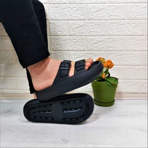 bella 282 Siyah Hafif Rahat Günlük Havuz Plaj Ayarlanabilir Çift Tokalı Terlik