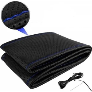 MH Oto Renault R19 Deri Dikmeli Direksiyon Kılıfı Mavi Ipli