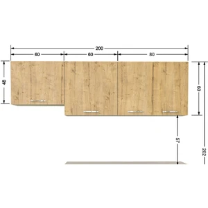 T Designo  Ipek Üst Mutfak Dolabı 200 cm – Safir Meşe
