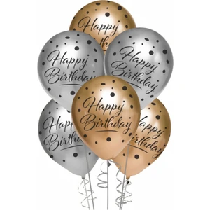 Happy Birthday Yazılı Krom Balon Karışık Renkli 6 Adet
