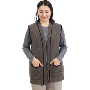 Mutlu City Kadın Orta Yaş ve Üzeri Triko Örgü Minik Baklava Desen Düğmesiz Anne Yelek 332