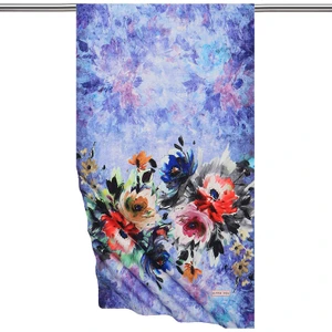 Bursa İpek Mavi Flower Ipeksi Fular