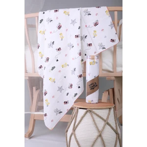 Baby Hola Müslin Örtü 85 x 90 cm Uğur Böceği Desen Organik Hediyelik Emzirme Alt Açma Yenidoğan Puset Örtüsü