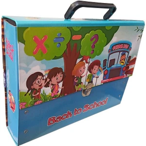 Saplı Klasör Figürlü 1 Adet Kulplu Klasör 32X24X7 cm Okul Öğrenci Klasörü Saplı Çanta Saplı Dosya