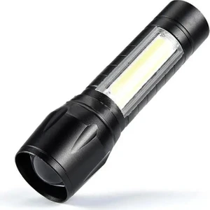 Shop Uygun Ultra Çift Yönlü Güçlü Pilli LED El Feneri 600 Lumen + 3W Cob LED Su Geçirmez Zoomlu 3 Modlu Mini