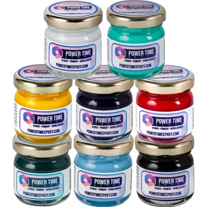 Power Time Epoxy 8'li Opak & Transparan Sıvı Pigment Boya Seti / Epoksi Için / Toplam 240 Gram