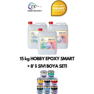 Power Time Epoxy 15 kg Hobby Epoxy Smart + 8'li Sıvı Epoksi Boya Seti/ Şeffaf Epoksi Reçine Ince Döküm