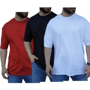 Erkek 3 Lü Rahat Kalıp Kısa Kol Basic Bisiklet Yaka Oversize T-Shirt