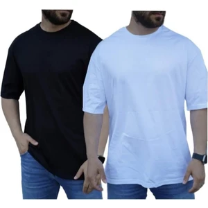 Erkek 2li Rahat Kalıp Kısa Kol Basic Bisiklet Yaka Oversize T-Shirt