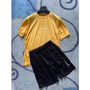 Kappa Kumaş El Yazısı Baskılı Erkek Spor Şort Tshirt Eşofman Takımı