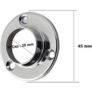 20 Adet Metali Metal Yuvarlak Dolap Askı Borusu Flanşı Krom