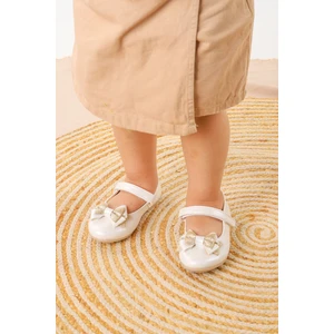 Kiko Kids Silvery Cilt Cırtlı Kum Sim Fiyonklu Kız Çocuk Babet Ayakkabı