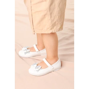 Kiko Kids Silvery Cilt Cırtlı Kum Sim Fiyonklu Kız Çocuk Babet Ayakkabı