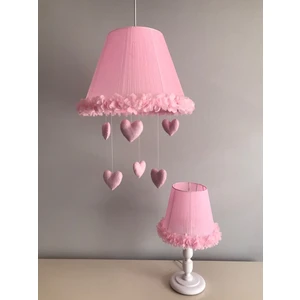 Keçeli Parti Hayalleri Bebek Çocuk Odası Avize Abajur Pembe Tül Sarma Pembe Kalpli