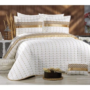 Brillant Home Çeyizlik Çift Kişilik Kadife Şeritli Dantelli Mikro Yatak Örtüsü