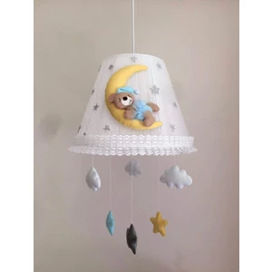 Keçeli Parti Hayalleri Bebek Çocuk Odası Avize Ay Ayıcık Sarı Mavi Gri Yıldızlı