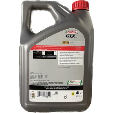 Castrol Gtx A3/B4 5W-40 4 Litre Motor Yağı ( Üretim Yılı Fiyatı