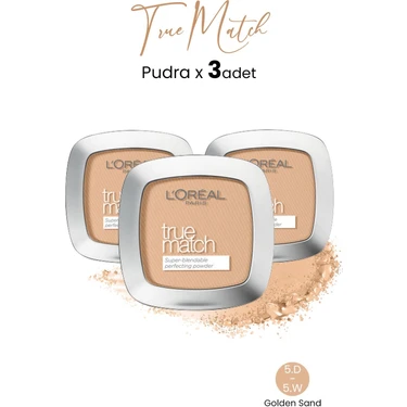 L'Oréal Paris Loreal Paris True Match Pudra 5.d-5.w Golden Sand x 3