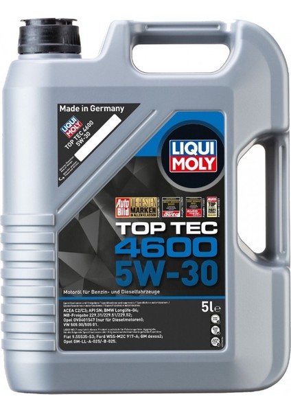 Liqui Moly 5W30 Tam Sentetik Top Tec 4600 5lt (Ü:2023)