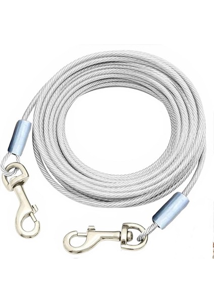 mm 4 Metre + 2 Vidalı Karabina Köpek Bahçe Bağlama Gezdirme Halatı Şefaf Renk (90 Kg)