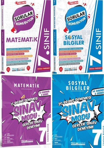 7. Sınıf Matematik - Sosyal Bilgiler Sorular Konuşuyor - Deneme Seti 2023 4 Kitap