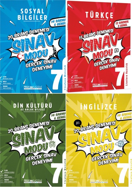 7. Sınıf Sosyal - Türkçe - Din - İnglizce Deneme Seti 2023 4 Kitap