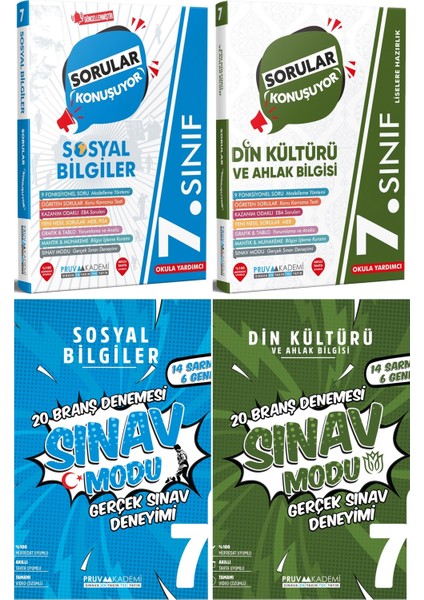 7. Sınıf Sosyal Bilgiler - Din Kültürü Sorular Konuşuyor - Deneme Seti 2023 4 Kitap