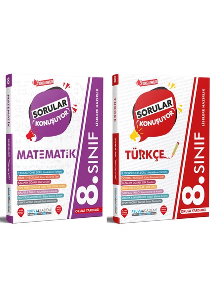 8. Sınıf Matematik - Türkçe Sorular Konuşuyor Seti 2023 2 Kitap