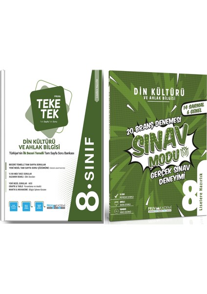 8. Sınıf Din Kültürü Teke Tek Soru - Sınav Modu Deneme Seti 2023 2 Kitap