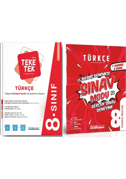 8. Sınıf Türkçe Teke Tek Soru - Sınav Modu Deneme Seti 2023 2 Kitap