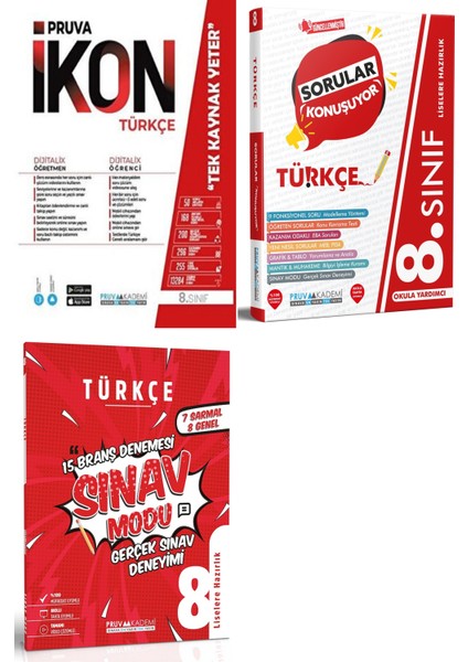 8. Sınıf Türkçe Soru - Defter - Deneme Seti 2023 3 Kitap