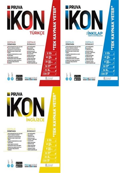 8. Sınıf Türkçe - İnkılap Tarihi - İnglizce Defter Seti 2023 3 Kitap